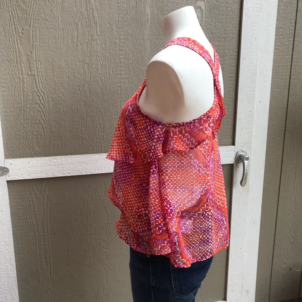 D2 Ecote sheer ruffle tank S - Picture 3 of 4